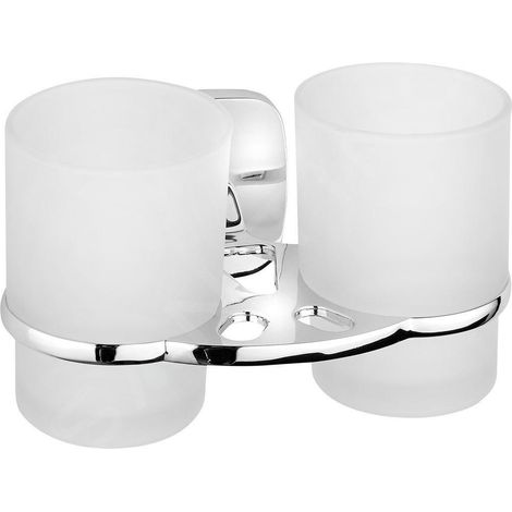 Porte-gobelet double RUMBA, verre dépoli, chrome (1/2)