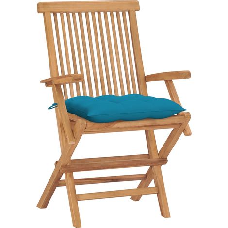 Maison Exclusive - Sedie da Giardino con Cuscini Azzurri 4 pz Legno Massello Teak