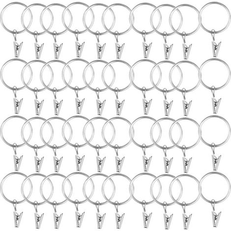 Pince pour Rideaux 40 Pièces, Pince à Rideaux, Attache Rideau Pince, Pince a Rideaux, Anneaux pour Rideaux, Métal antirouille Acier Inoxydable Métal Anneaux Clip Rideau pour Rideau (1/5)