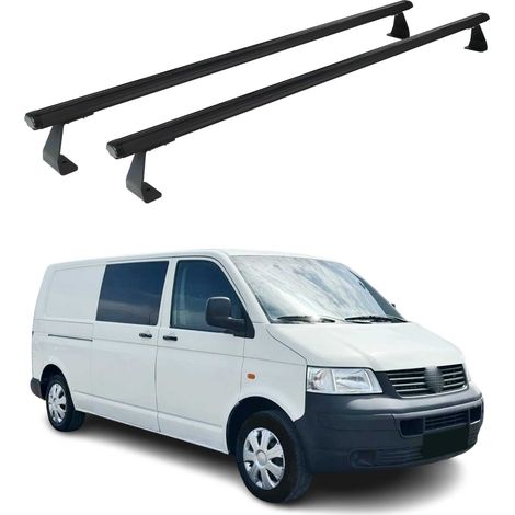OMAC Heavy Duty Dachträger Querträger kompatibel mit VW T5 T6 T6.1 Transporter Multivan Caravelle 2003-2024 – 2 Stangen – Aluminium Schwarz (1/5)