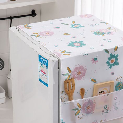 Staubdichte PEVA-Kühlschrankabdeckung, wasserdicht, fleckenabweisend, florales Design, 130 x 55 cm (1/4)