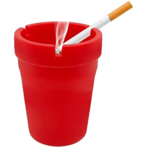 Ohleats Cendrier de voiture sans fumée, anti-odeurs, coupe-vent, auto-extinguible, mini poubelle portable pour voiture, peut s'adapter à la plupart des porte-gobelets pour la maison, le bureau (1/5)