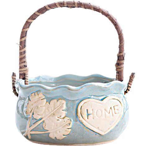 Panier de transport pour plantes succulentes, pot de fleurs en céramique, pot de fleurs créatif et respirant en céramique brute (1/5)