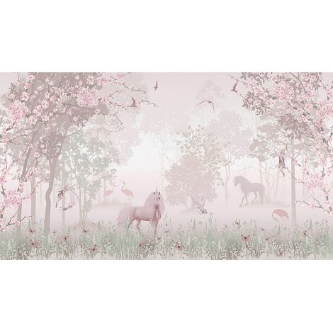 Papier peint panoramique Enfants - Licornes - 260 cm x 147 cm (1/2)