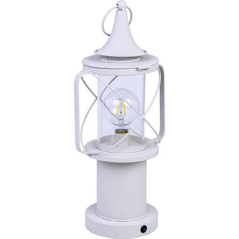 Lámpara de mesa de metal blanco con luz LED 21x18.5x46.5/52.5h cm (1/5)