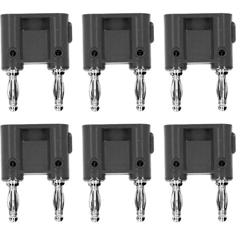 Connecteur banane 2 voies laiton PE, lot de 10 prises doubles banane pour instruments électroniques et automobiles, noir (1/5)