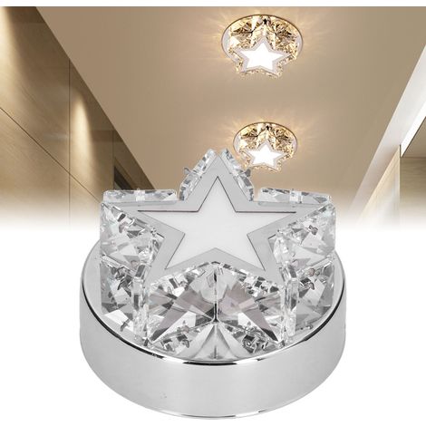 Plafonnier en acier inoxydable en forme d'étoile à cinq branches, lumière blanche, idéal pour une bibliothèque, une salle de bain, un porche, un couloir ou une cuisine. (1/5)