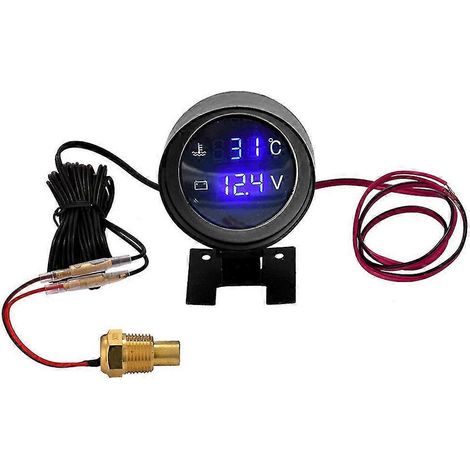 Jauge de température d'eau 2 en 1 pour voiture avec affichage LCD HD, voltmètre et thermomètre pour véhicule (1/5)
