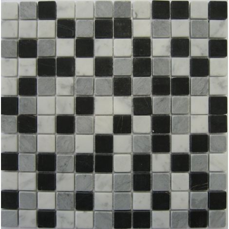 Mosaïque pierre naturelle Orvieto - 30x30x0.7cm - Black/Grey/White