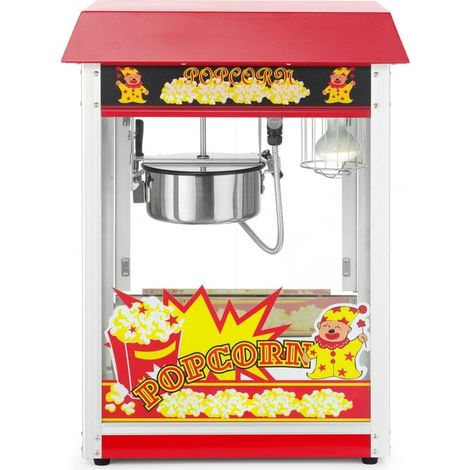 Machine à pop-corn, 150g de maïs, cycle 3,5 min, 230V, 1155W, 560x420x(H)760mm, aluminium, acier inoxydable, verre trempé, rouge (1/5)