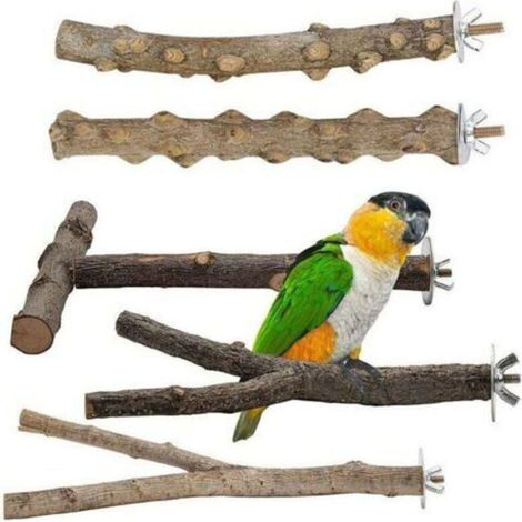 Set mit 5 Vogelstangen aus Naturholz, Vogelstangen aus Naturholz, Vogelzubehör, Wellensittiche, Vogelspielzeug, Kletterstangen, Vogelkäfig