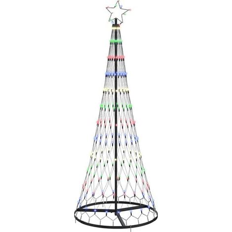 Un sapin de Noël à LED avec 230 lumières LED colorées, d'une hauteur de 184,5 cm, en métal. (1/5)