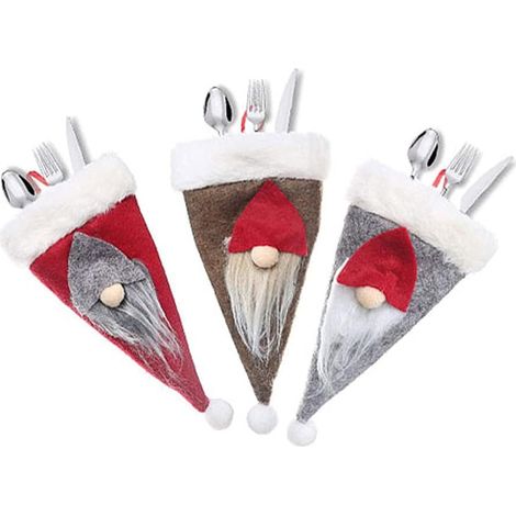 12-teiliges Besteckhalter-Set für Weihnachten, 6 Halterungen für Weihnachtsgeschirr