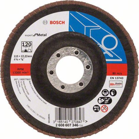 Bosch Fächerschleifscheibe Expert for Metal 115 22,23 120 gewinkelt Glasgewebet. - 2608607346 (1/5)