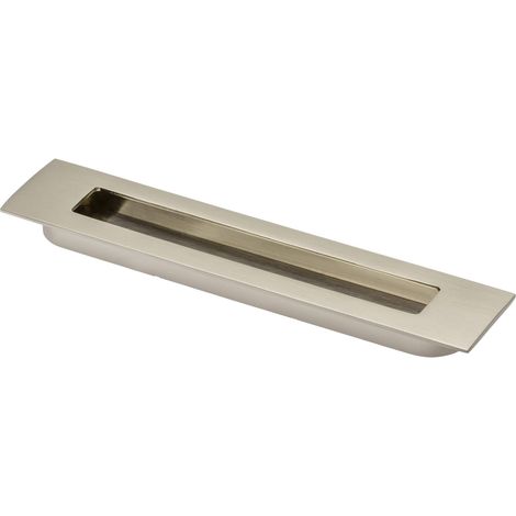 Poignée de Meuble Encastrable E6, Entraxe 160 mm, Longueur 186 mm, Poignée Encastrée pour Porte Coulissante et Tiroir, Design Moderne Rectangulaire, Finition Acier Brossé