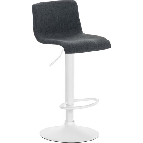 Taburete de bar x1 en tela gris oscuro con estructura de metal blanco y reposapiés estilo moderno 100005861 (1/5)