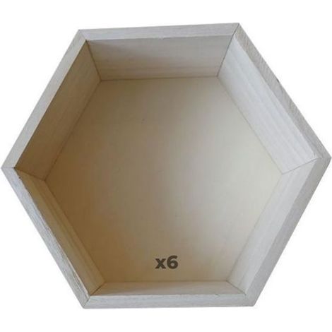 8 étagères hexagonales en bois 36 x 31 x 10 cm