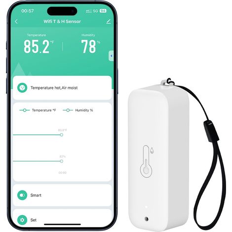WLAN-Hygrometer-Thermometer – Drahtloser Temperatur- und Feuchtigkeitssensor für den Innen- und Außenbereich mit Warnungen und Benachrichtigungen per Mobil-App für Gewächshäuser und Weinkeller (1/5)