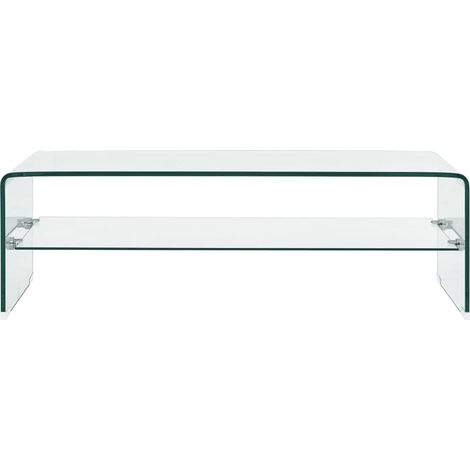 Table basse Table d’Appoint salon, style industriel Clair 98 x 45 x 31 cm Verre trempé BV12171 (1/5)