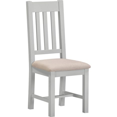 Windsor Slatted Dining Chair (Set of 2) - L41 x W46 x H105.5 cm - Pebble Grey/Oat Fabric
