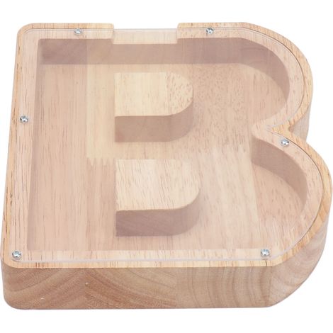 Coffre à monnaie en bois décoratif pour maison, lettre B, ornement de table, tirelire artisanale (1/5)