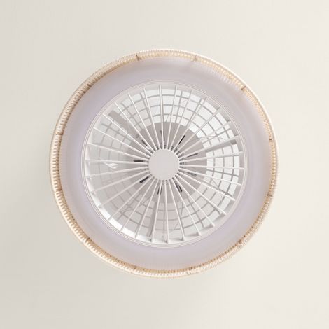 Ventilateur de Plafond avec Lumière Silencieux Algodón Alma Transparent Télécommande Petit (jusqu'à 10 m²) 50 cm Beige