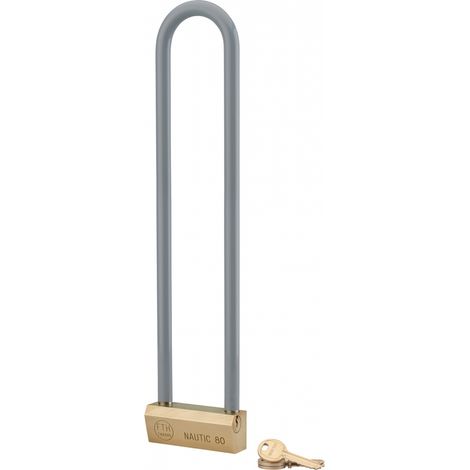 Lucchetto Ottone Nautic 80mm, 3 chiavi, anticorrosione, waterproof, uso esterno arco alto 300mm in ottone - THIRARD