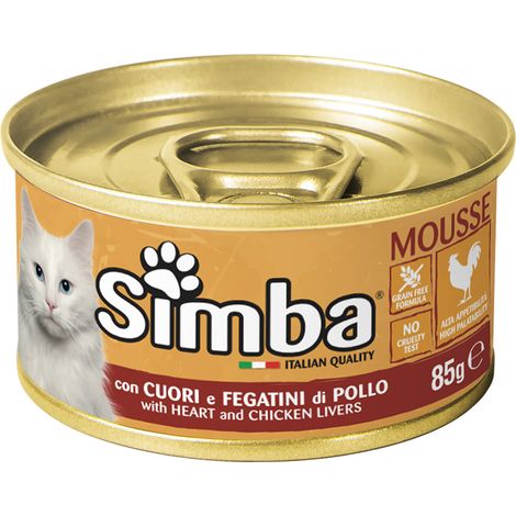 ALIMENTO PER GATTI 'MOUSSE' cuore e fegatini di pollo - gr 85- 24 pezzi  - MONGE