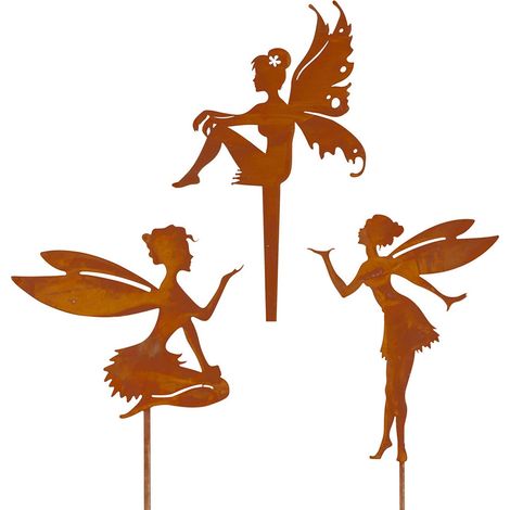 Jardin Fée Lutin Métal Découpe Silhouette Décoration Extérieur Elfes Ornement (Sachet) Taille Unique (1/5)