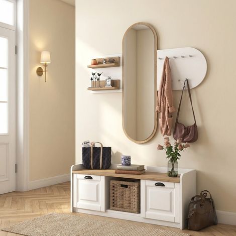 Möbelset Garderobe – Spiegel – Schuhschrank –