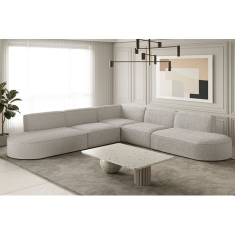 Ecksofa Designersofa PALMA Stoff Ascot Pearl Universal (1/2)