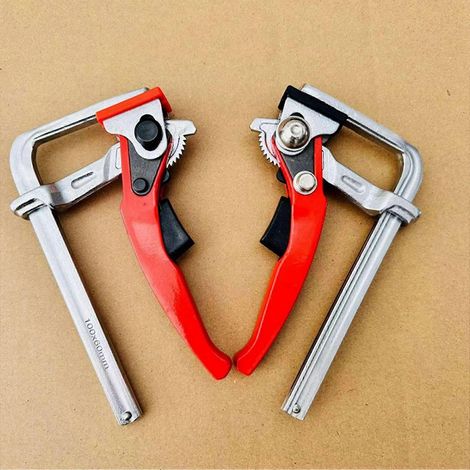 Jeu de 2 serre-joints de type F, robuste, pour système de rail, outil manuel, serrage rapide sur rail (1/5)