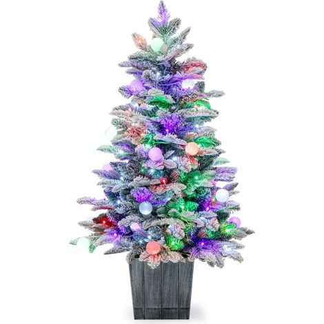 Albero di Natale 100cm con 148 punte in PVC e PE 80 luci LED colorate Vaso per interni (1/3)