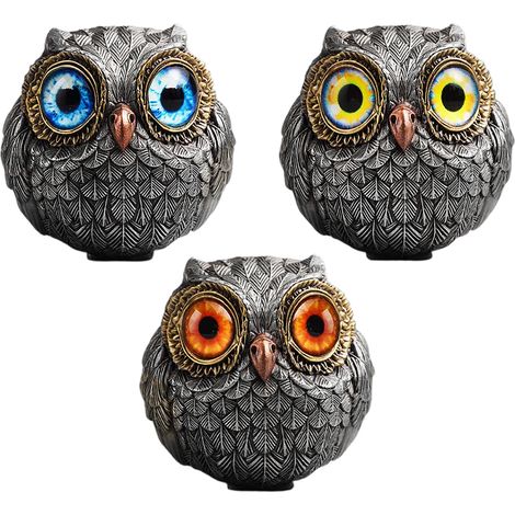 Porte-capsules Hibou Lot de 3 Décoration Résine Artisanale Perles Design Créatif pour Maison Bureau Ornement Mural Élégant et Original (1/5)