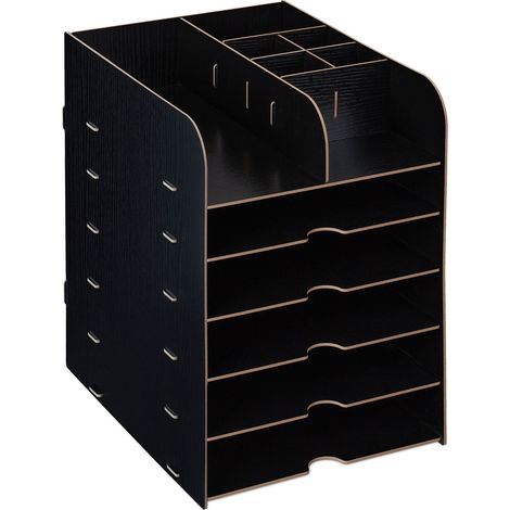 Organizer da scrivania moderno con 12 scomparti 34,5 x 25 x 32 cm in MDF nero 130012213