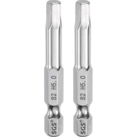 2pcs Foret à Tête Hexagonale 5mm (H5) Métrique 1/4" Tige Hexagonale 50mm (2") Long Embouts de Tournevis Magnétique Acier S2 Forets Hexagonaux à Pointe Plate pour Vis (1/5)