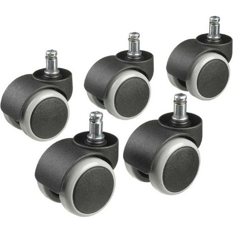 Chaises de bureau à roulettes souples - Lot de 5, pour sols durs.