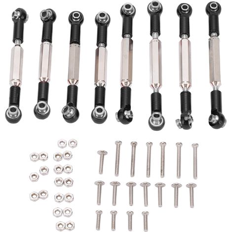 8Pcs Metal Adjustable Steering Linkage Aluminum Alloy For Wpl C14 C24 B14 Mn D90 D91 Rc Car Upgrade Parts Black (1/5)
