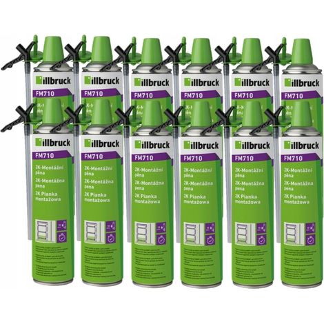 Set mit 12 Zweikomponenten-Schaumstoffflaschen 2K illbruck FM710 400ml Schaum