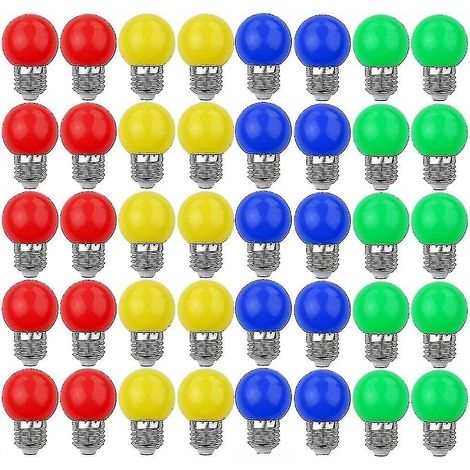 Pack of 40 3W LED Color Bulbs, E27 Mini Globe Bulbs, for Weddings, Halloween, Christmas (1/2)
