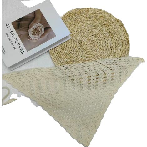 Fascia per capelli lavorata a maglia, realizzata a mano, in materiale morbido, beige (1/2)
