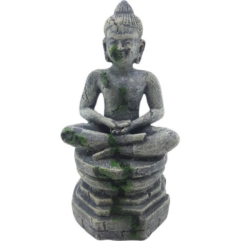 Statue bouddha assis socle ø 7.5 cm, hauteur 16.5 cm, décoration aquarium - animallparadise (1/5)