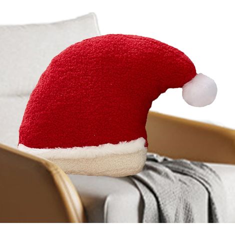 Coussins De Noël pour Canapé,Design De Bonnet De Père Noël en Peluche Mignon,Oreiller Décoratif pour Les Fêtes pour La Maison, Le Séjour, L'Automne, Le Canapé, L'Intérieur, La Chambre (1/5)