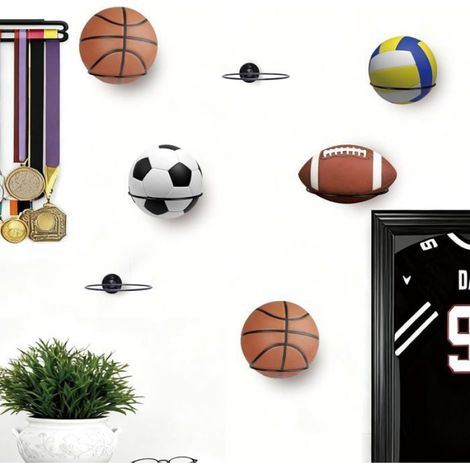 Présentoir mural pour ballons - Support de rangement pour ballons de basketball, football, soccer, volleyball - Organisateur de ball (1/5)