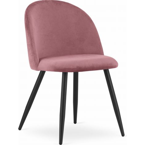 Chaise - Leobert - Bello - Velours Rose Foncé/Pieds Noirs