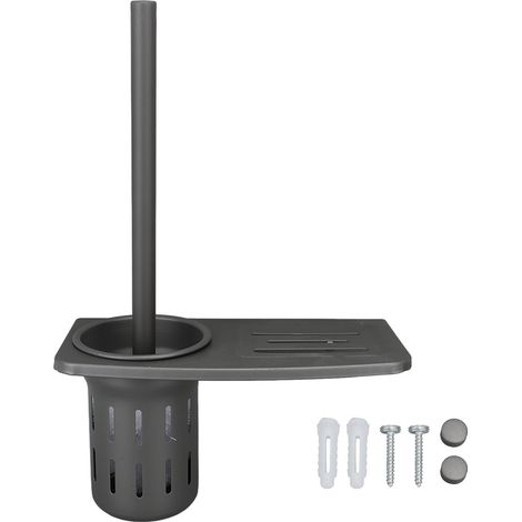 Porte-brosse de toilette mural en ensemble brosses pratiques à suspendre nettoyage efficace style 1 Aluminium (1/4)