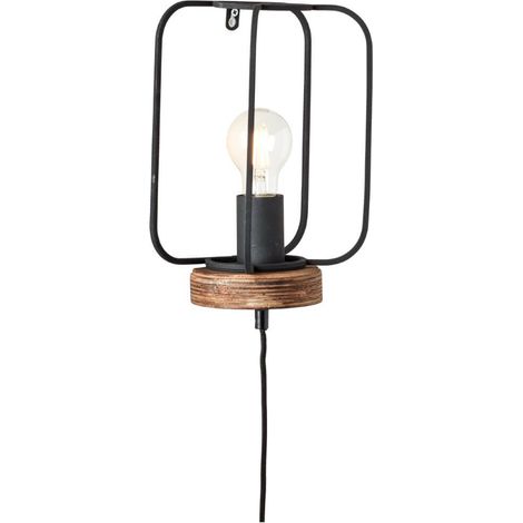 BRILLIANT lampe, applique murale Tosh avec plomb bois antique / corindon noir, 1x A60, E27, 40W, bois issu de la foresterie durable (FSC) (1/3)