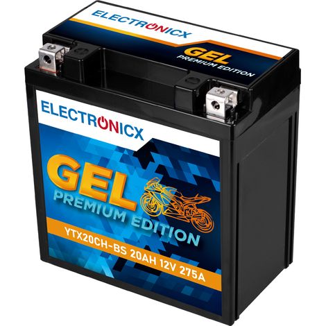 Electronicx YTX20CH-BS GEL Motorradbatterie 12V 20Ah 275A/EN – Wartungsfrei, Langlebig, Vorgeladen, Auslaufsicher - Premium Batterie 12V Wartungsfrei