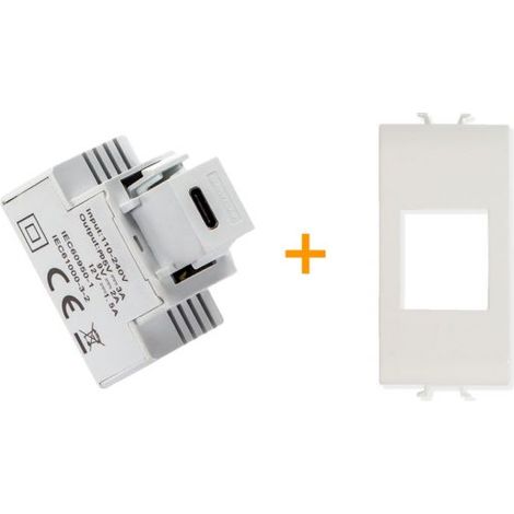 Fanton caricatore 1 USB-C 3A Ricarica rapida 18W Compatibile Gewiss Serie Chorus Bianco - 82901