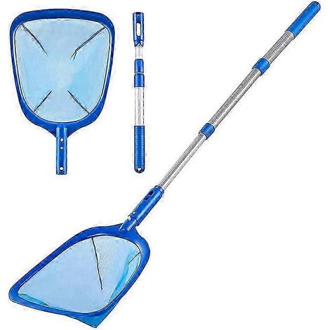 Épuisette de nettoyage de piscine avec manche télescopique en trois sections et filet résistant. (1/5)